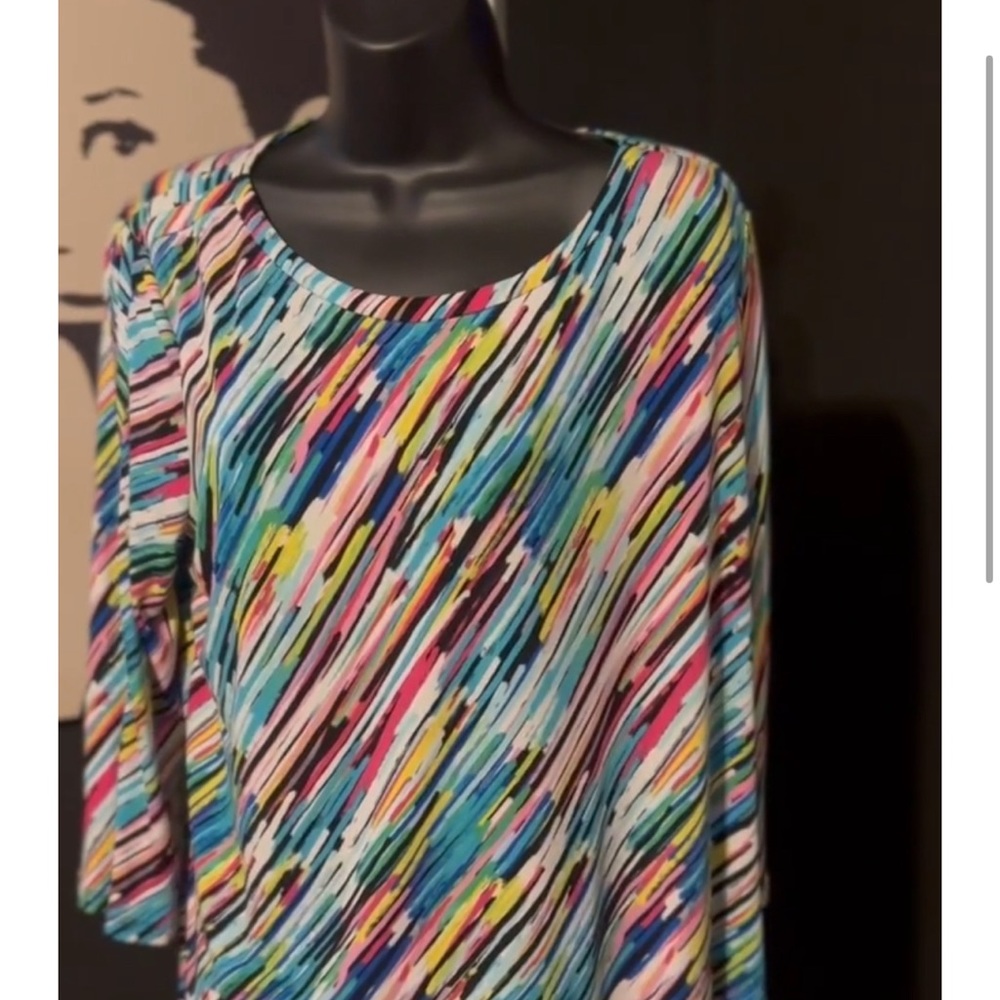 Rafaela, multi color strip blouse, size Lg